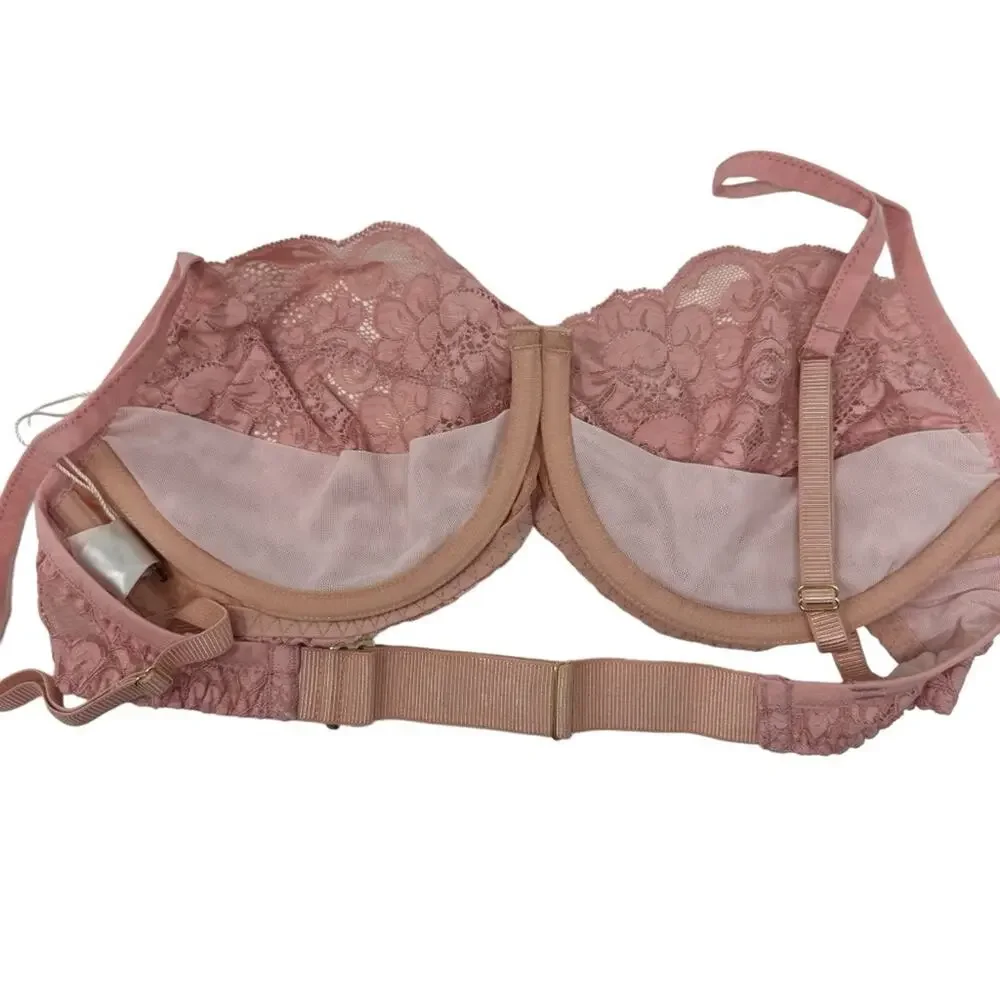 We Are HAH‎ Hook Up Balconette Bra Size DD Band 32-40 Lace Dusty Rose Underwire